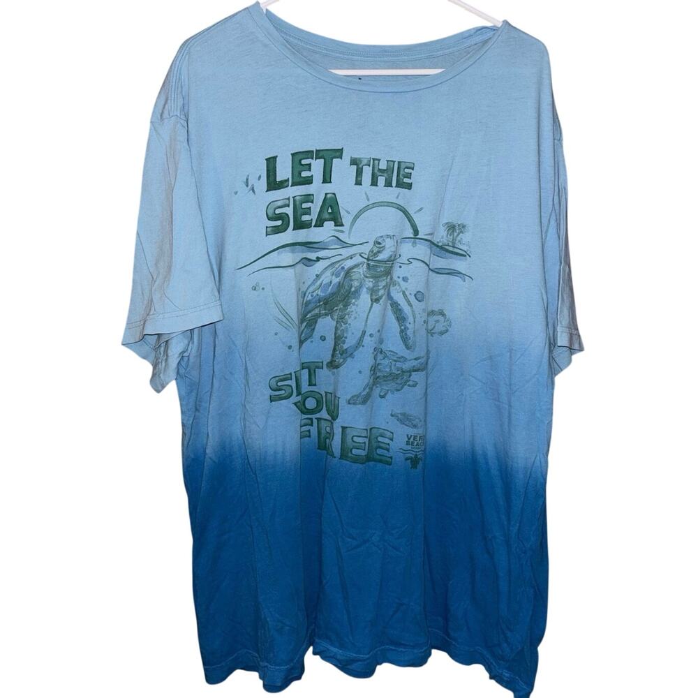 Disney Vero Beach resort t-shirt turtle let the sea set you free blue ombré XL